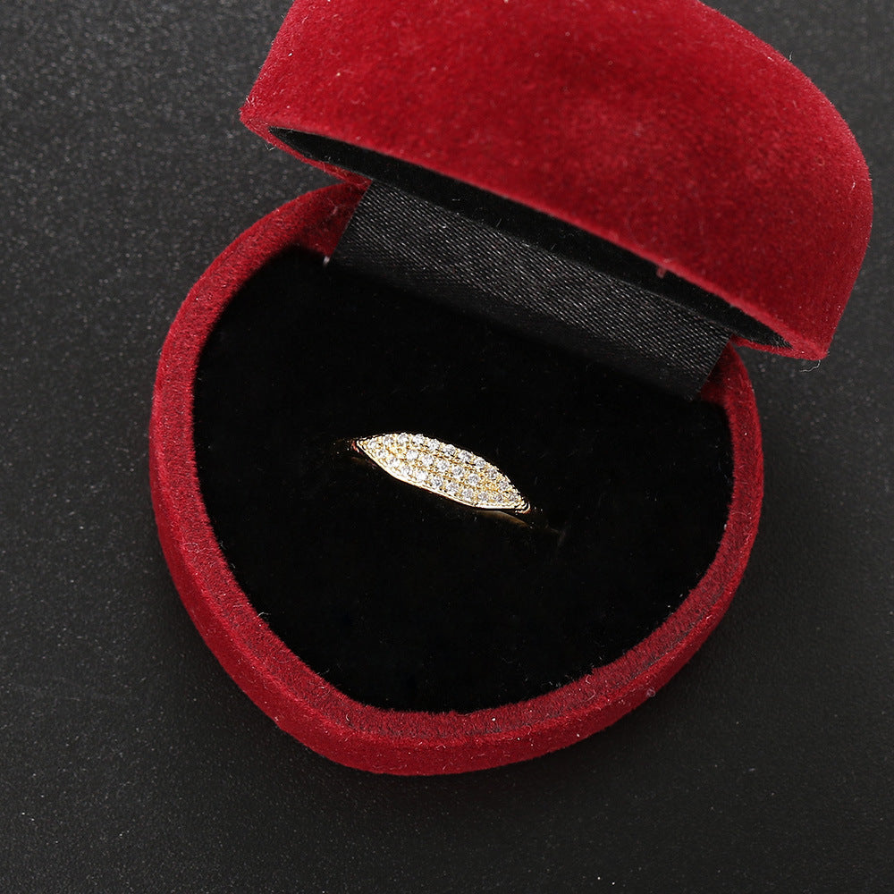 Gold Plated Zircon Micro Setting Ring | Copper White Gold 14K