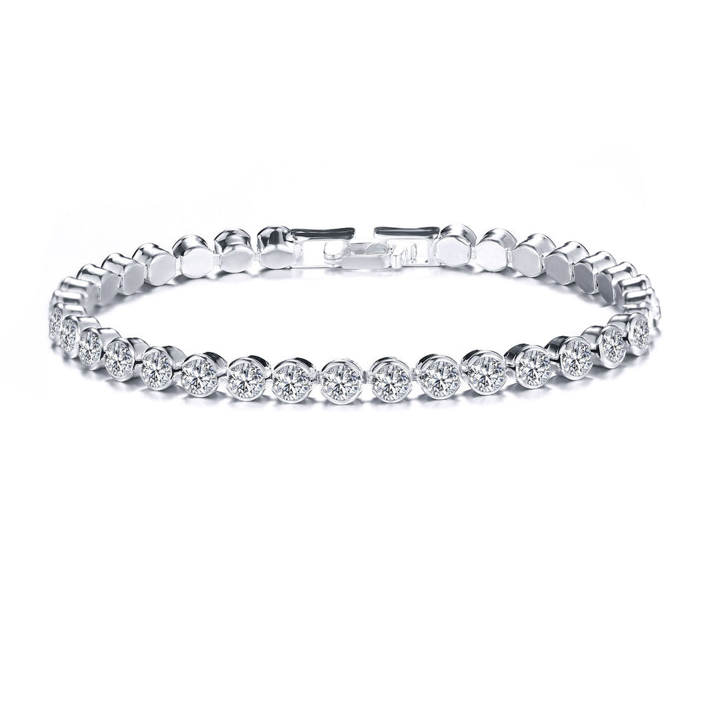 Crystal Diamond-Cut Silver Bracelet for Women