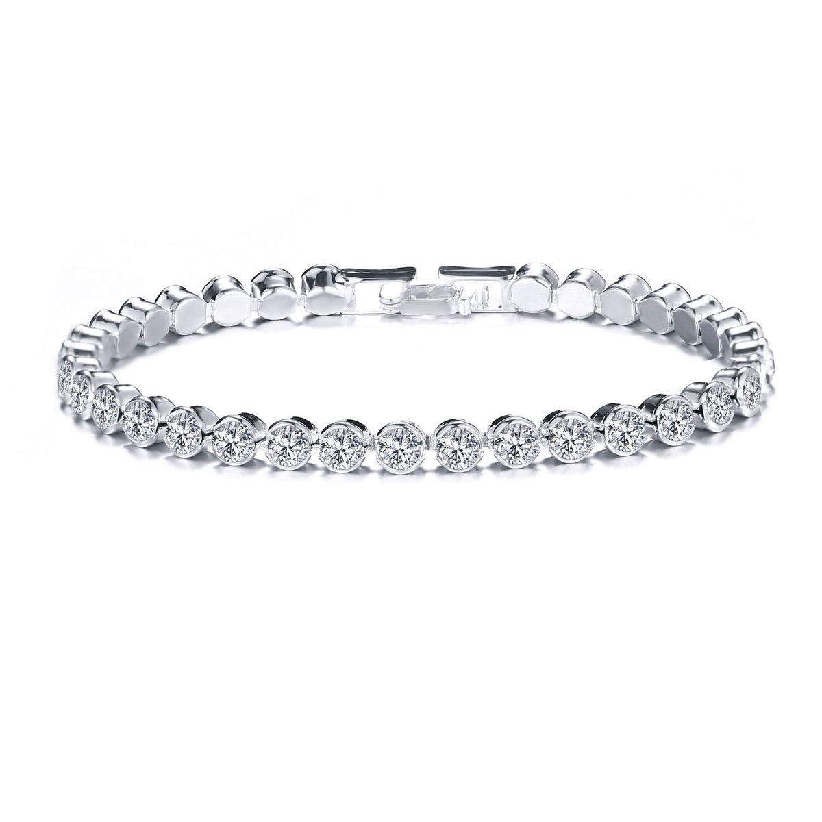 Crystal Diamond-Cut Silver Bracelet for Women