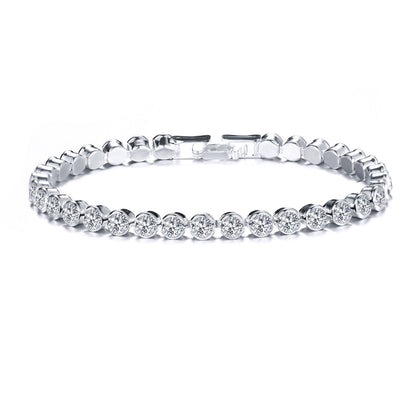 Crystal Diamond-Cut Silver Bracelet for Women
