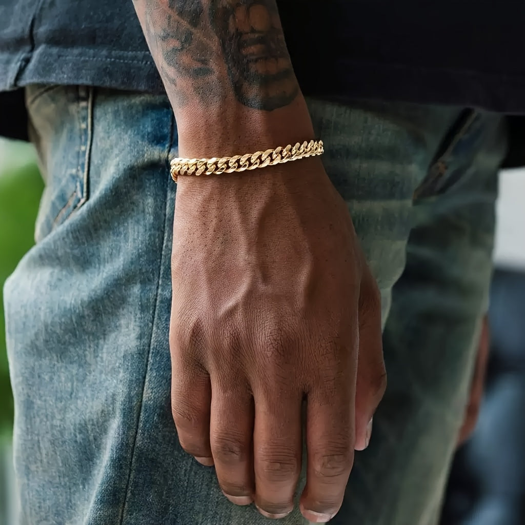 Men's 18K Gold Plated Thick Chain Bracelet