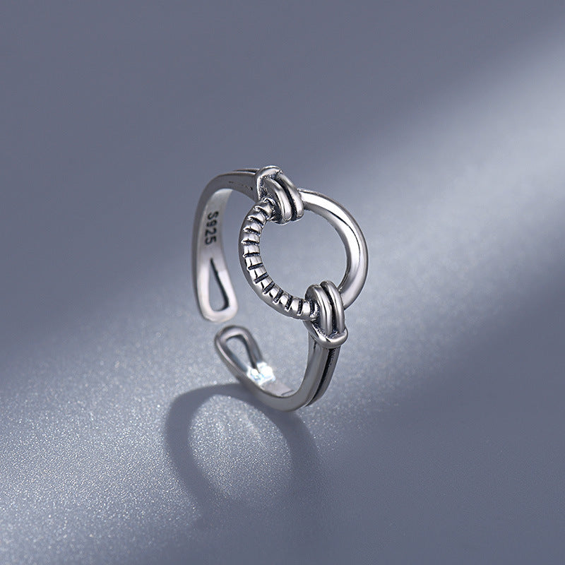 S925 Thai Silver Circle Ring | Adjustable Unisex Geometric