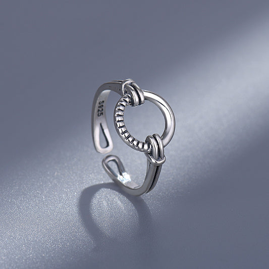 S925 Thai Silver Circle Ring | Adjustable Unisex Geometric