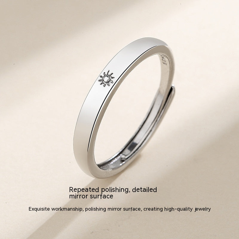 Sun Moon Lovers Ring | Alloy Couple Ring Black White