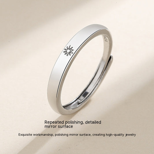 Sun Moon Lovers Ring | Alloy Couple Ring Black White