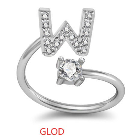 A-Z Initial Letter Ring for Women and Men | Adjustable Alloy