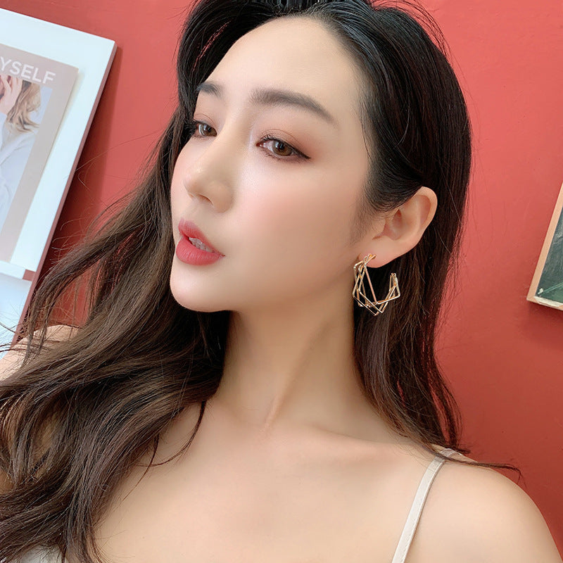 Geometric Irregular Gold Earrings | Alloy High Atmosphere 3.7cm