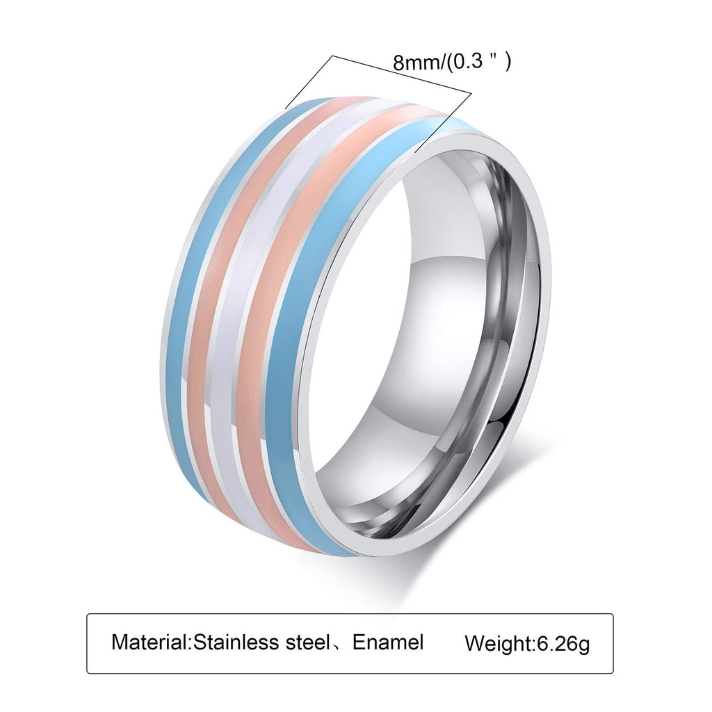Rainbow Flag Titanium Steel Ring | 8mm Men's Colourful Band