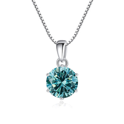 925 Silver Round Moissanite Pendant Necklace
