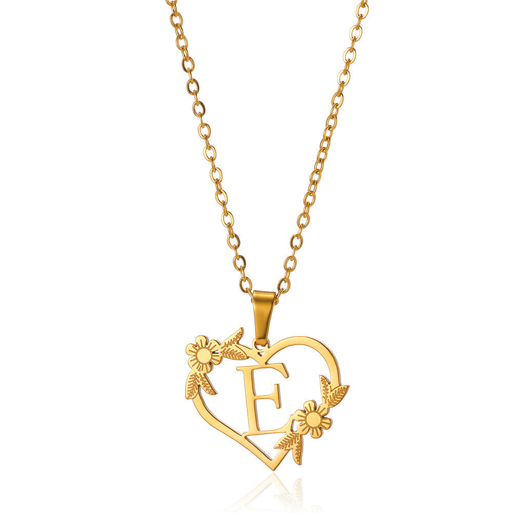 18K Gold Plated Hollow Heart and Flower Pendant Necklace