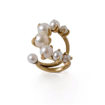 Crescent Pearl Zircon Ring