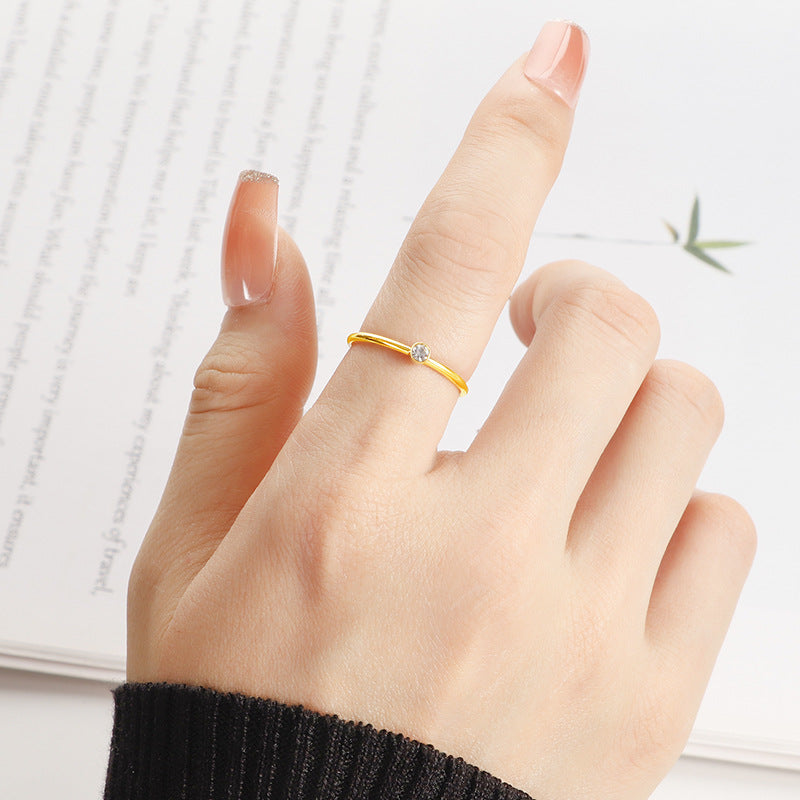 Zircon Round Diamond Coil Ring | Titanium Steel Red White Green