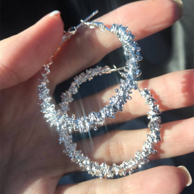 Gold Round Pearl Hoop Earrings | Zinc Alloy Retro Fashion Set
