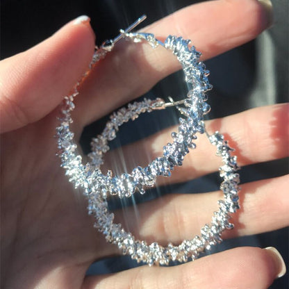 Gold Round Pearl Hoop Earrings | Zinc Alloy Retro Fashion Set
