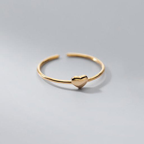 Heart Index Finger Ring | S925 Silver Adjustable Gold Silver