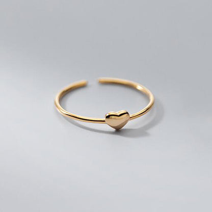 Heart Index Finger Ring | S925 Silver Adjustable Gold Silver