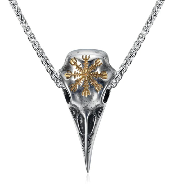 Viking Skull Eagle Pendant Necklace | Titanium Steel Gold Silver