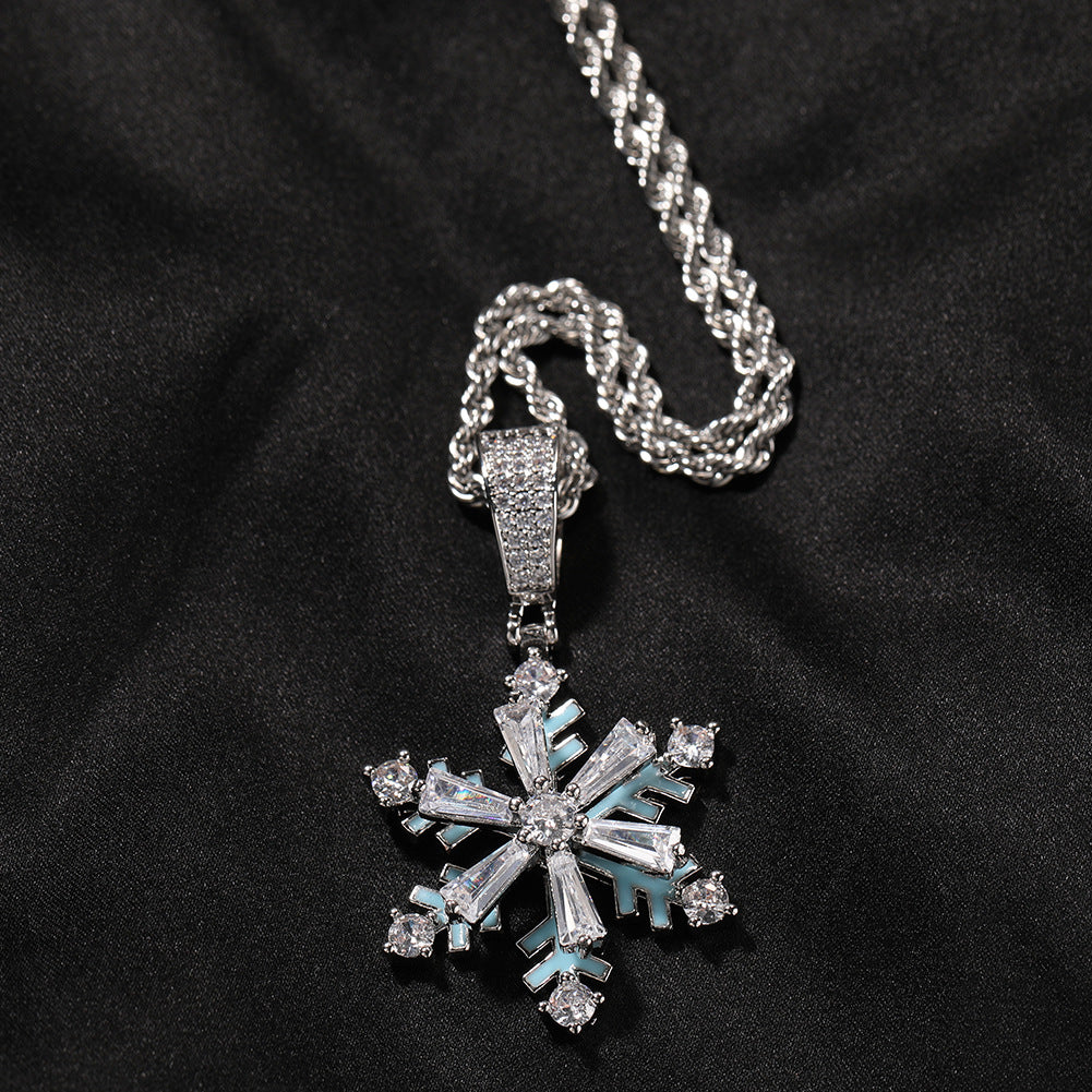 Spinning Snowflake Luminous Pendant Necklace