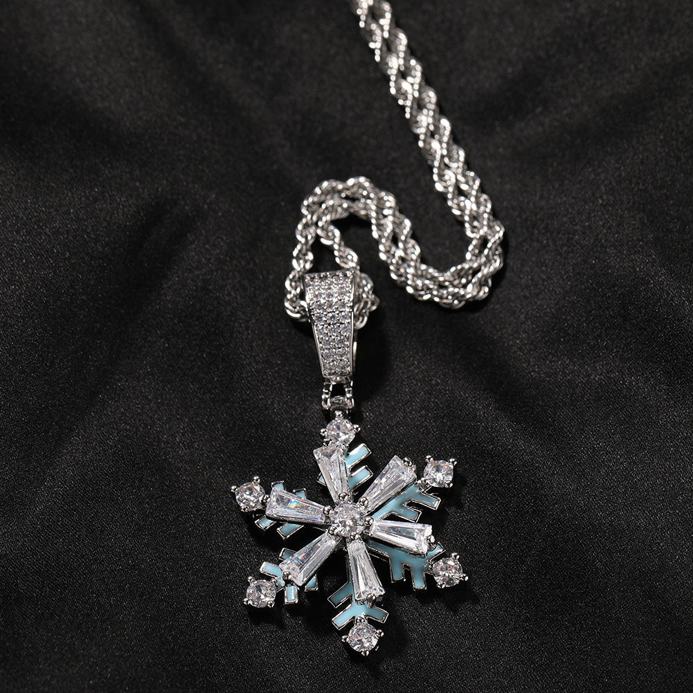 Spinning Snowflake Luminous Pendant Necklace