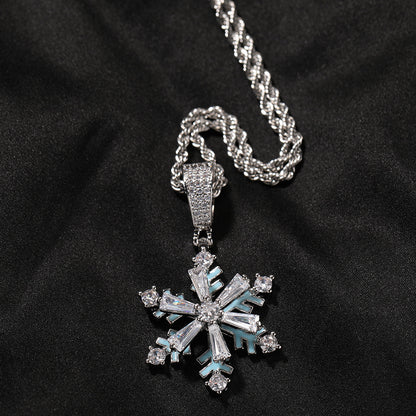 Spinning Snowflake Luminous Pendant Necklace
