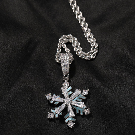 Spinning Snowflake Luminous Pendant Necklace