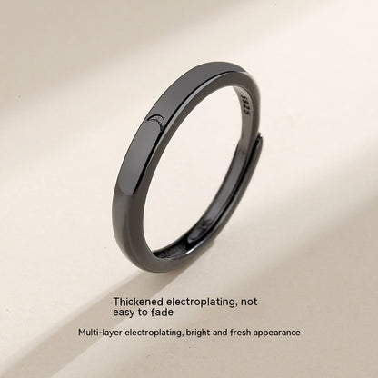 Sun Moon Lovers Ring | Alloy Couple Ring Black White