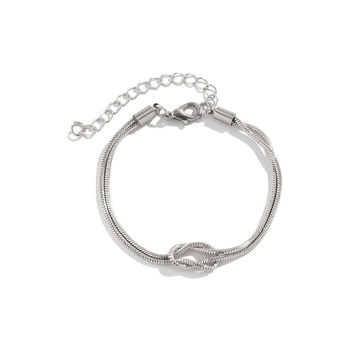 Twist Heart Knot Snake Bone Chain Bracelet