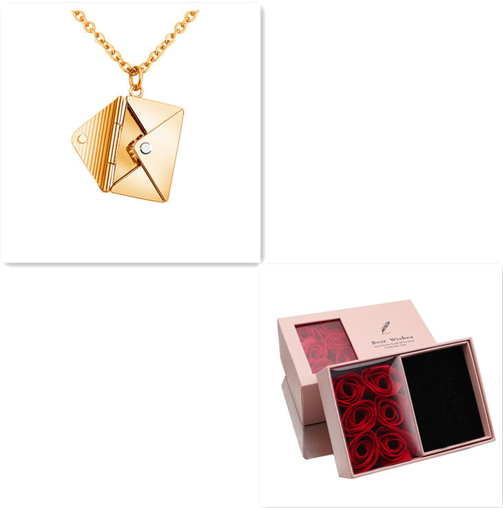 Envelope Love Letter Pendant Necklace for Women