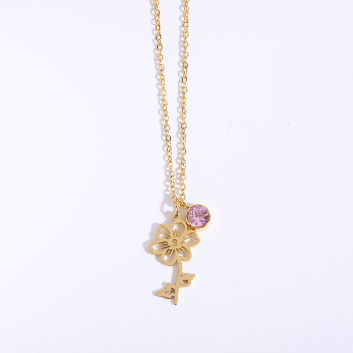 Zircon Birth Flower Pendant Bracelet | Vintage Style
