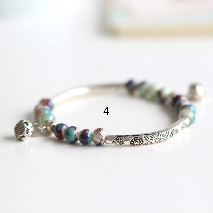 Handmade Ceramic Bead Bracelet for Women