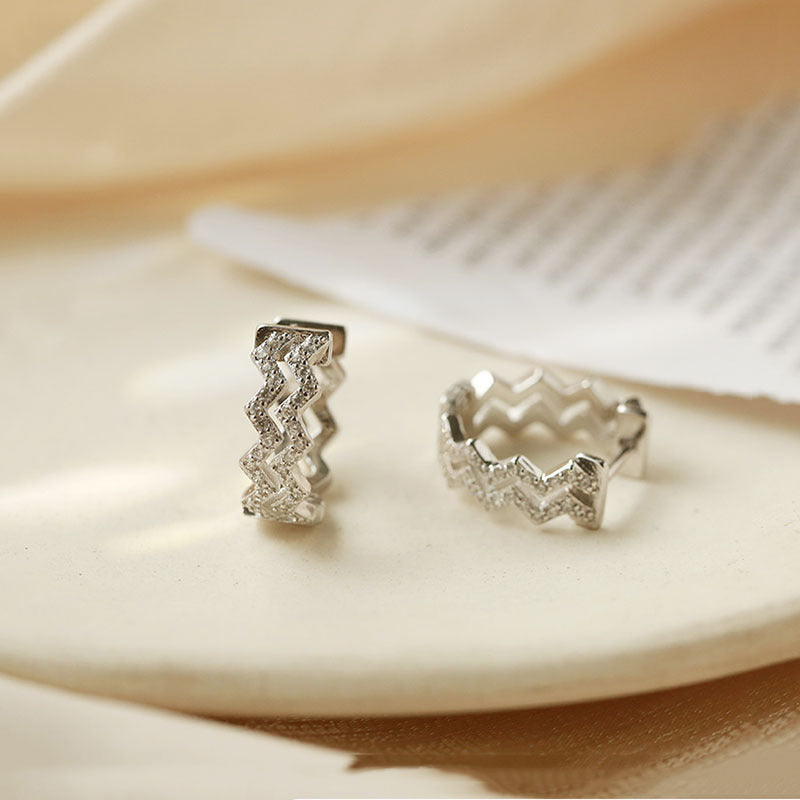 Korean Diamond Embedded Earrings | Copper Gold Silver Versatile