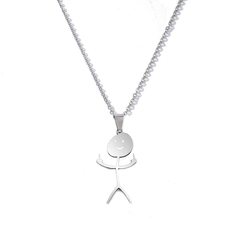 Hip Hop Smiley Middle Finger Pendant Necklace | Stick Figure Design