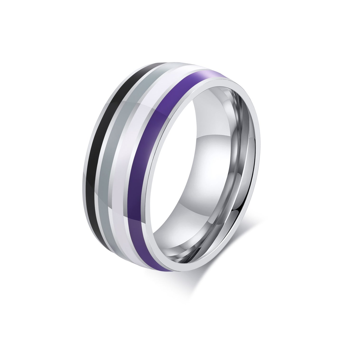 Rainbow Flag Titanium Steel Ring | 8mm Men's Colourful Band