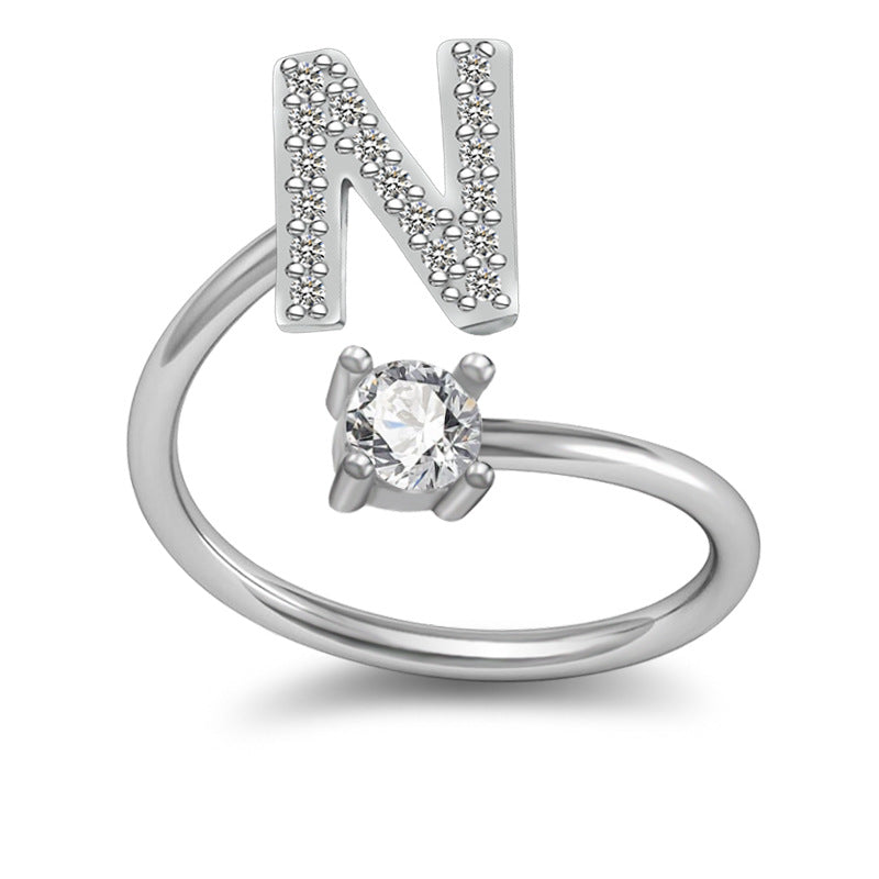 A-Z Initial Letter Ring for Women and Men | Adjustable Alloy