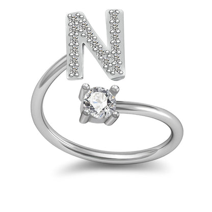A-Z Initial Letter Ring for Women and Men | Adjustable Alloy