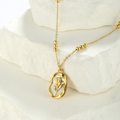 Rose White Shell Pendant Necklace for Women