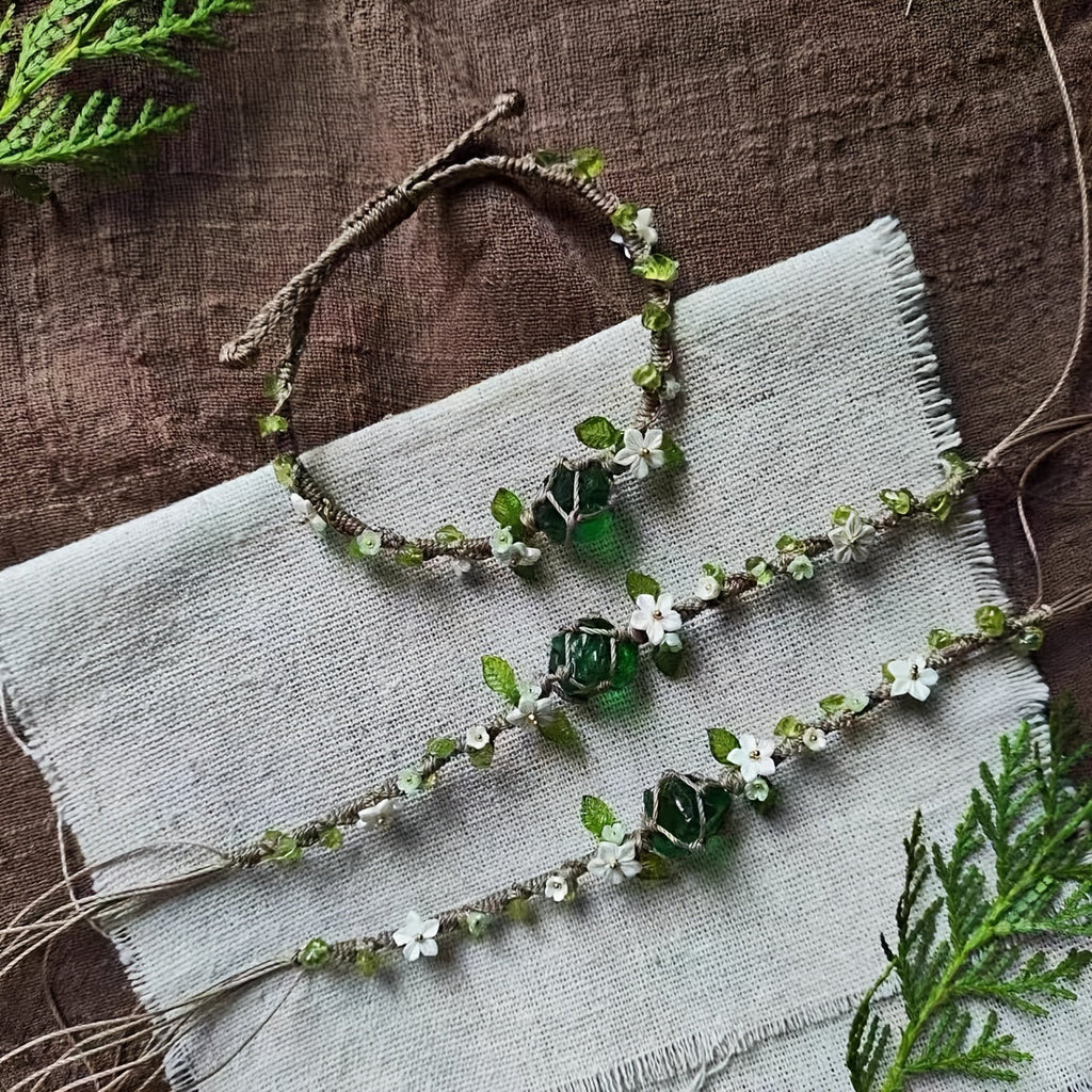 Forest Style Mesh Pouch Floral Wreath Bracelet | Gift for Friends