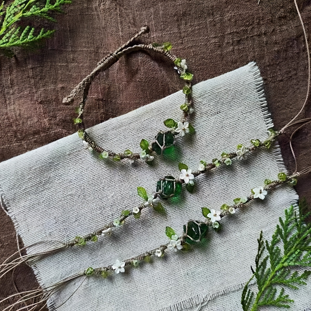 Forest Style Mesh Pouch Floral Wreath Bracelet | Gift for Friends