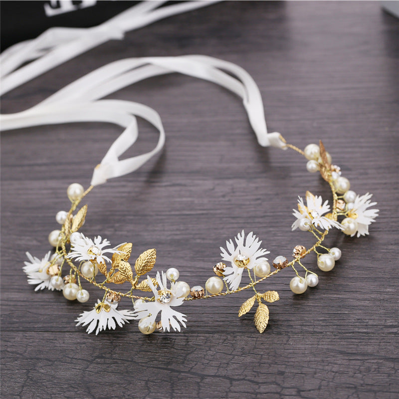 Girls Daisy Garland Headband | Alloy Red Gold Flower Wreath
