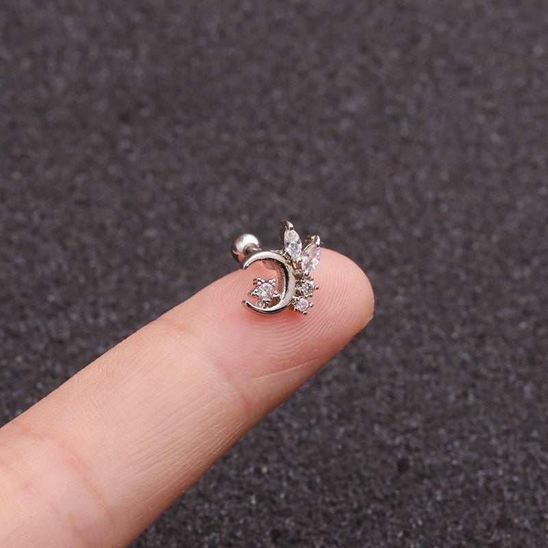 Double Head Screw Earrings | Metal Zircon Inlaid 6 Styles