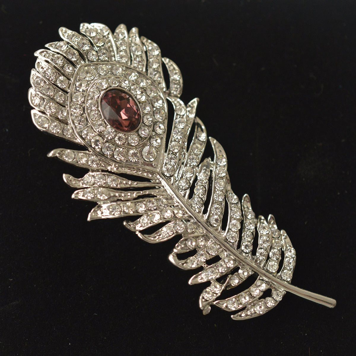 Diamond Feather Brooch | Alloy Gold Gem Inlay Retro Unisex