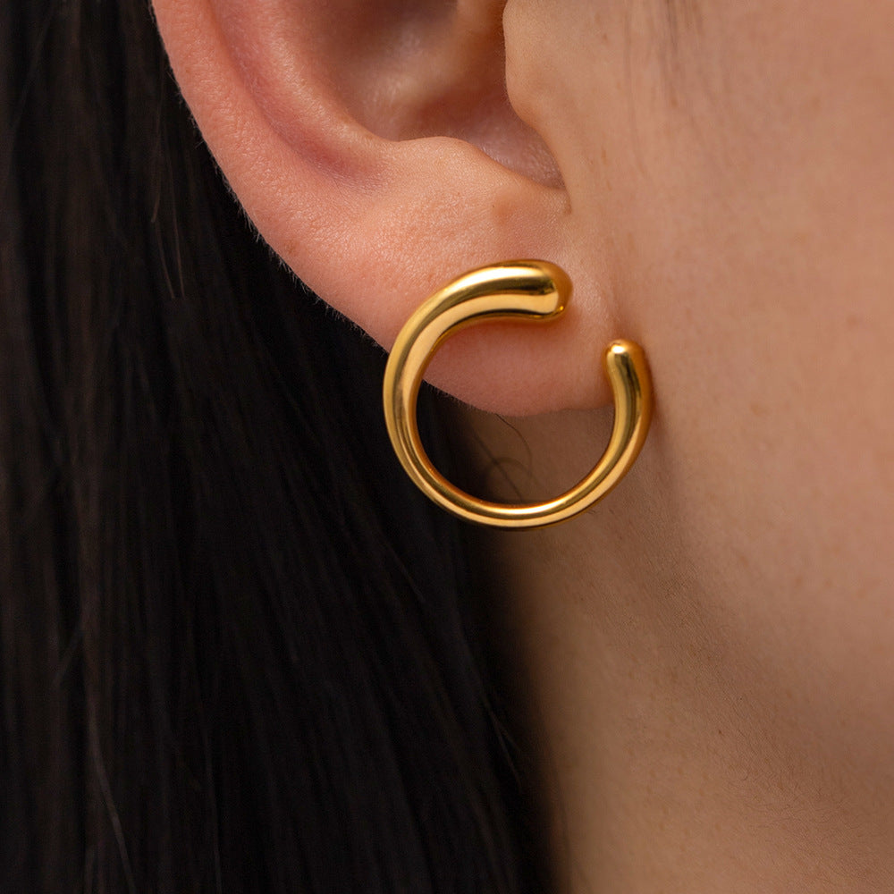 Gold Pearl Diamond Stud Earrings | Stainless Steel INS Style