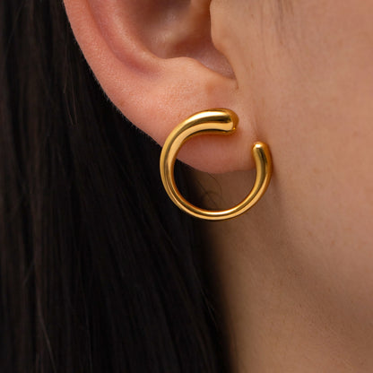 Gold Pearl Diamond Stud Earrings | Stainless Steel INS Style