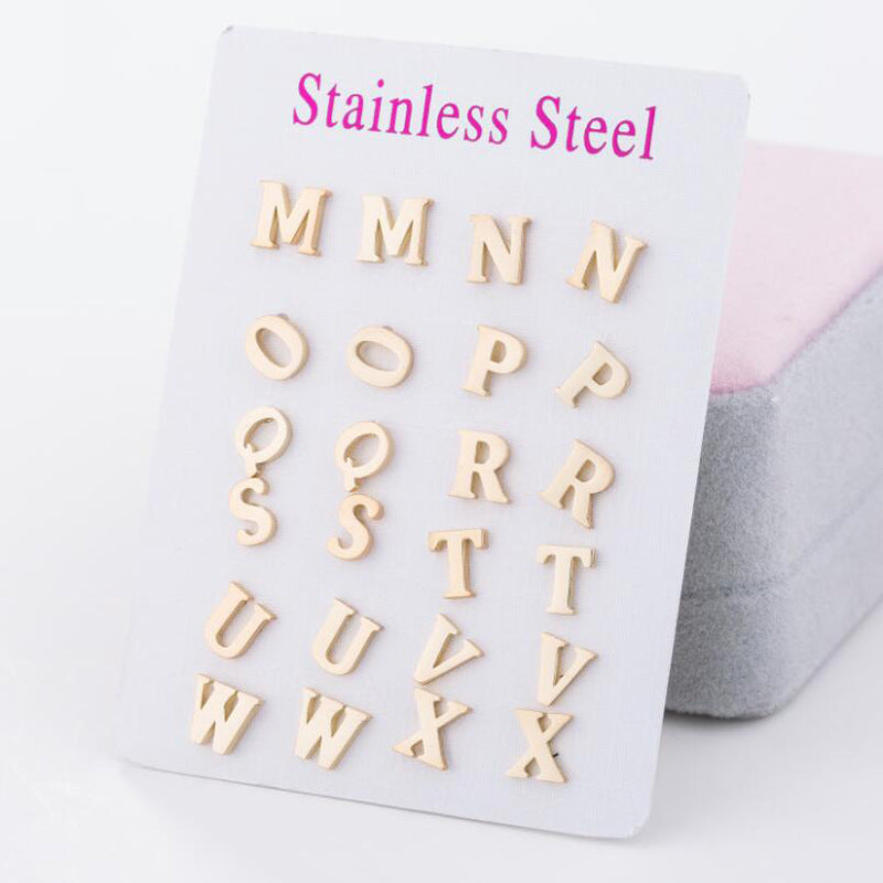 Stainless Steel Letter Stud Earrings | Electroplated Individually Packed