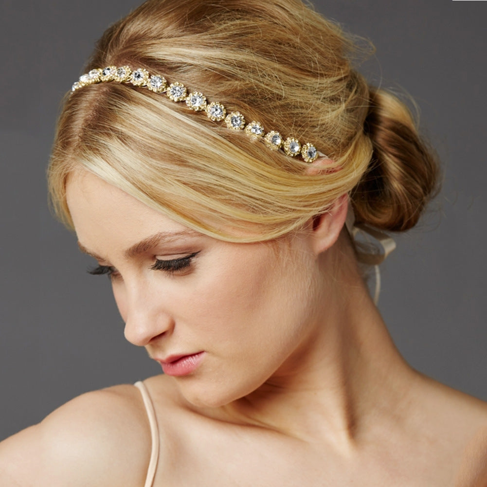 Sunflower Rhinestone Hair Band | Metal Silver Rose Gold Wedding