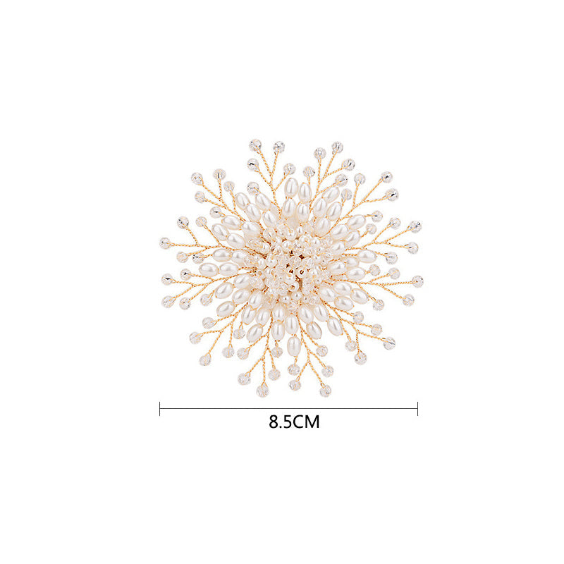 Pearl Snowflake Corsage Brooch | Copper Wire Korean Sequin