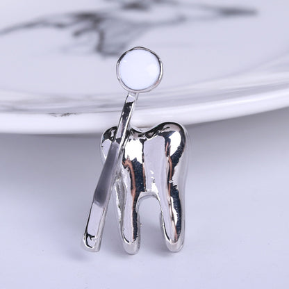 Medical Teeth Brooch | Alloy Korean Diamond 31x16mm