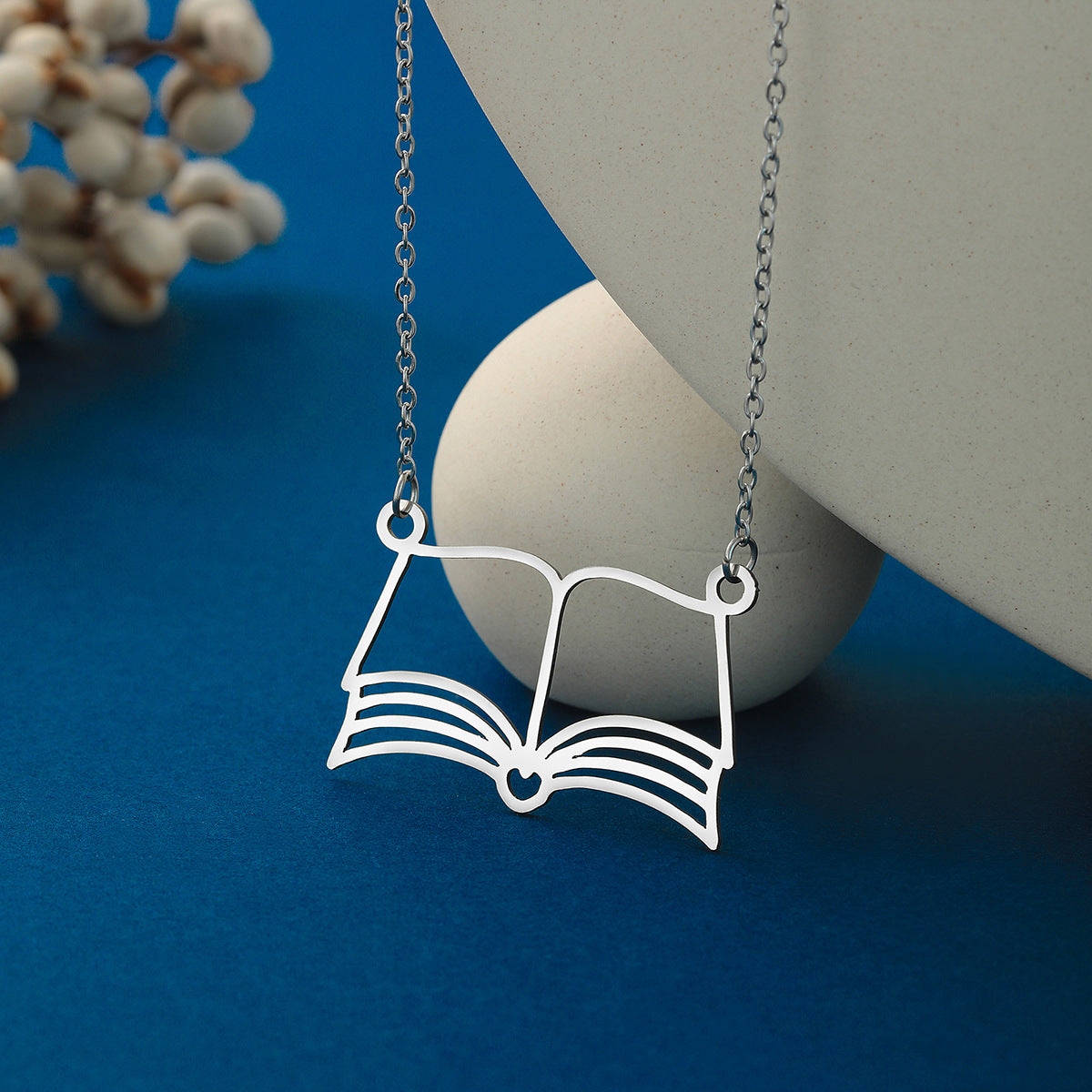 Open Book Pendant Necklace in Stainless Steel | Punk Design