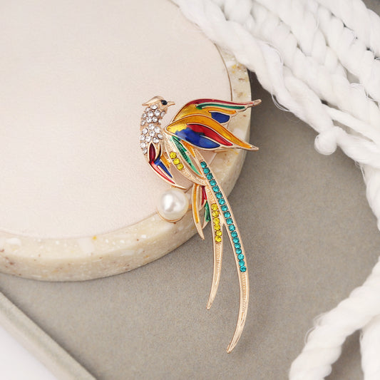 Phoenix Peacock Hummingbird Brooch | Alloy Oil Drip Chinese Style