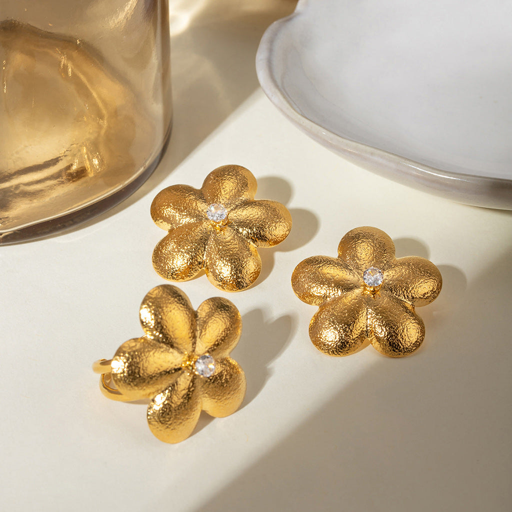 Flora Gold Petal Earrings | Stainless Steel Geometric Floral